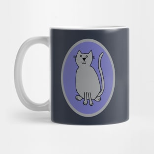 Ultimate Gray Cat on Very Peri Perwinkle Oval Mug